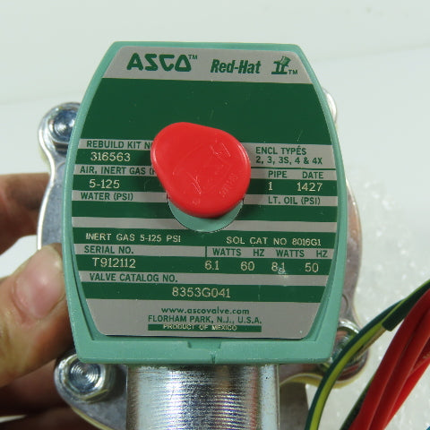 ASCO 8353G041 1" NPT 2-Way Normally Closed Solenoid Valve 120/110VAC