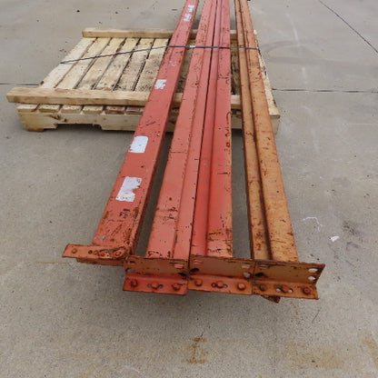 116" x 4" x 3" Round Pin Pallet Racking Beam Shelf Used Lot Of 4