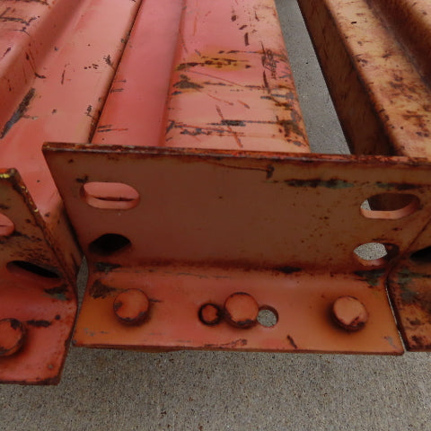 116" x 4" x 3" Round Pin Pallet Racking Beam Shelf Used Lot Of 4