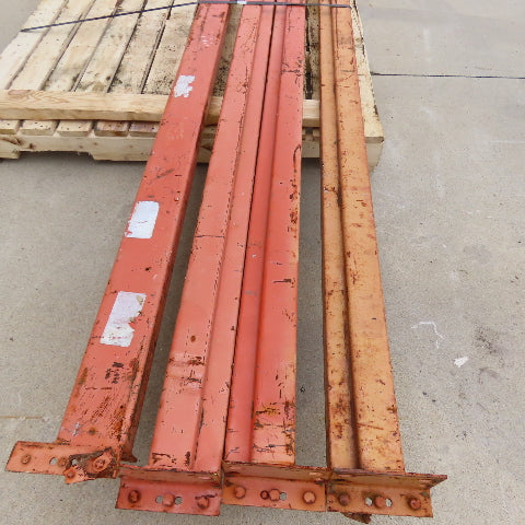 116" x 4" x 3" Round Pin Pallet Racking Beam Shelf Used Lot Of 4
