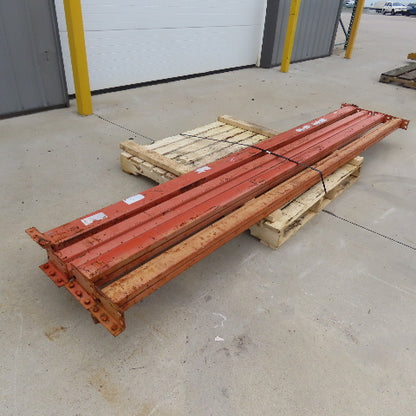 116" x 4" x 3" Round Pin Pallet Racking Beam Shelf Used Lot Of 4