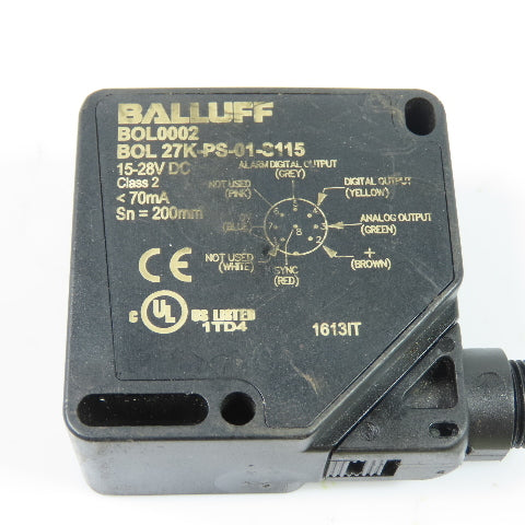 Balluff BOL 27K-PS-01-S115 BOL0002 Photoelectric Color Sensor 15-28VDC