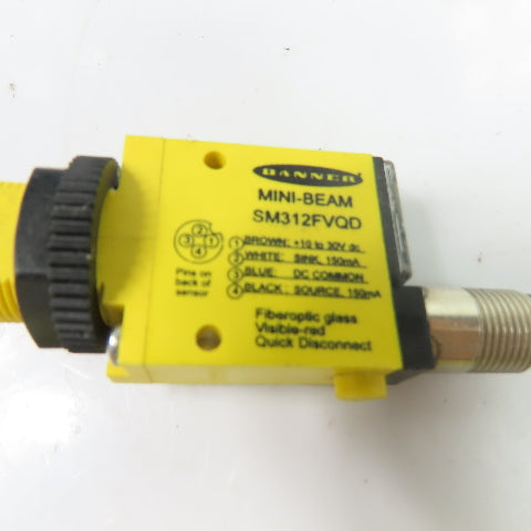Banner 26990 SM312FVQD Mini-Beam Photoelectric Sensor 10-30VDC