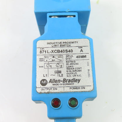 Allen-Bradley 871L-XCB40S40 40mm Inductive Proximity Limit Switch 20-250VAC
