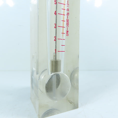 King Instrument Company 1-10 GPM Liquid Flow Meter Acrylic Block Style