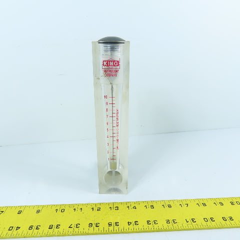 King Instrument Company 1-10 GPM Liquid Flow Meter Acrylic Block Style