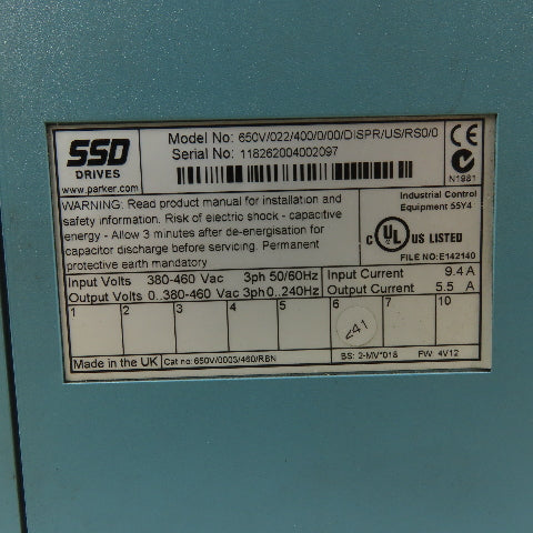 SSD Drives 650V/022/400/0/00/DISPR/US/RS0/0 AC Inverter Drive