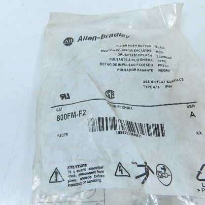 Allen-Bradley 800FM-F2 22mm Black Flush Momentary Push Button