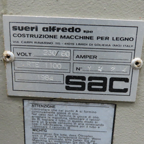 Sueri Alfredo RTE-1100 1100mm Wide Belt Sander 208V 3Ph 17-133FPM 1/4"-6" Tested
