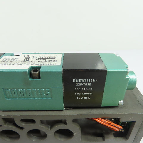 Numatics 228-703B 082SS415K000030 Solenoid Air Valve w/Manifold Base 110-120VAC