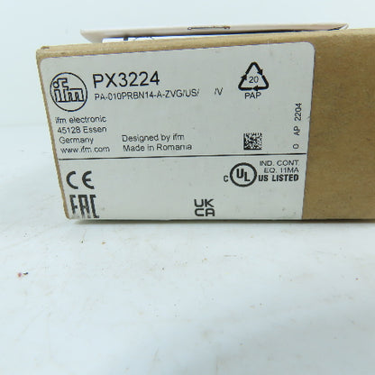 ifm PA-010PRBN14-A-ZVG/US/ PX3224 Pressure Transmitter 0-100PSI 9.6-32VDC