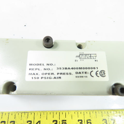 Numatics 353BA400M000061 Pneumatic Solenoid Air Valve 24VDC 150PSI
