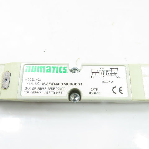 Numatics I62BB400M000061 Pmeumatic Solenoid Valve 24VDC 150PSIG