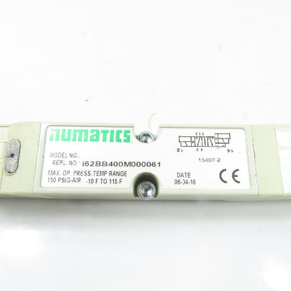 Numatics I62BB400M000061 Pmeumatic Solenoid Valve 24VDC 150PSIG