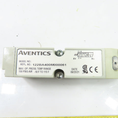 Aventics 122BA400M000061 Pneumatic Solenoid Valve 24VDC 150PSIG