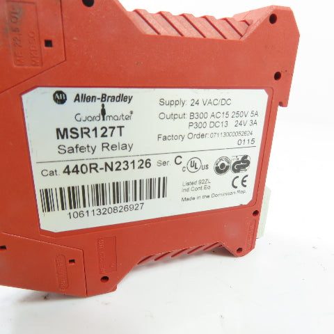 Allen-Bradley 440R-N23126 Guardmaster MSR127T Safety Relay 24VAC/DC Ser C