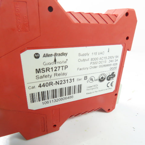 Allen-Bradley 440R-N23131 Guardmaster MSR127TP Safety Relay 115VAC Ser B