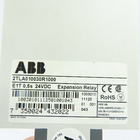 ABB 2TLA010030R1000 Safety Expansion Relay 24VDC 0.5s Time Delay