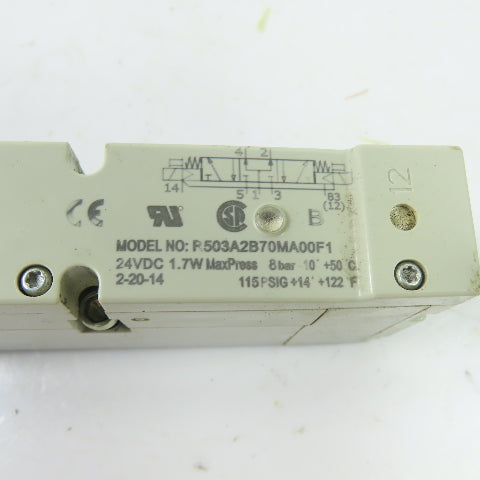 Numatics R503A2B70MA00F1 Pneumatic Solenoid Directional Control Valve 24V 115PSI