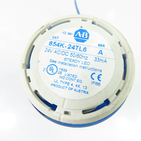 Allen-Bradley 854K-24TL6 24V AC/DC Blue LED Stack Light Beacon 24V AC/DC
