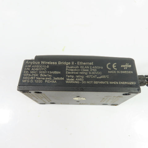 Anybus AWB3010-B Wireless Bridge II WLAN/Bluetooth Ethernet Module 9-30VDC