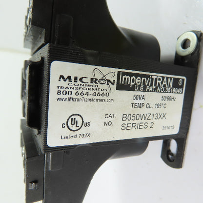 Micron B050WZ13XK 50VA Control Transformer 550/600V Pri 110/120V Sec