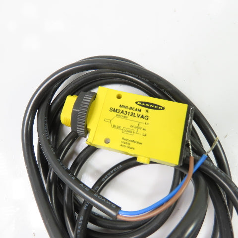 Banner SM2A312LVAG Mini-Beam Retroreflective Photoelectric Sensor 24-240VAC