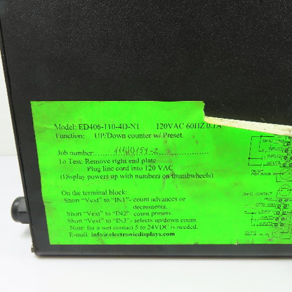 EDI ED406-110-4D-N1 4-Digit LED Digital Counter Display 120VAC 1Ph