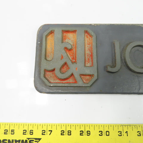 Jones & Lamson N/A Cast Nameplate Emblem Badge Sign 20" x 4-1/8"