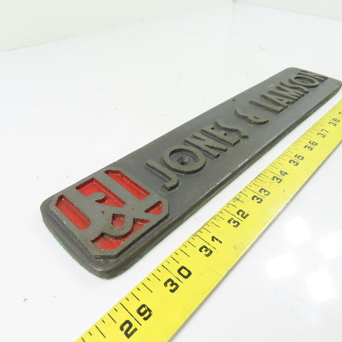 Jones & Lamson N/A Cast Nameplate Emblem Badge Sign 20" x 4-1/8"