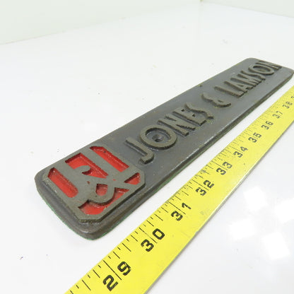 Jones & Lamson N/A Cast Nameplate Emblem Badge Sign 20" x 4-1/8"