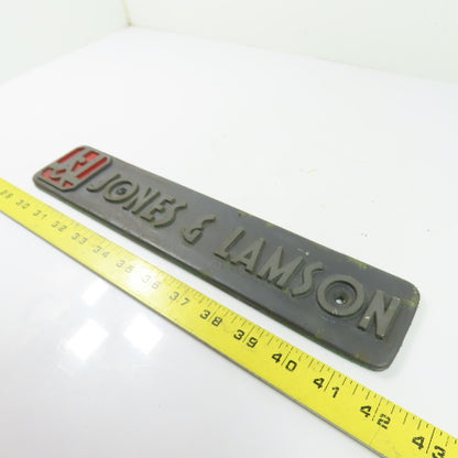 Jones & Lamson N/A Cast Nameplate Emblem Badge Sign 20" x 4-1/8"