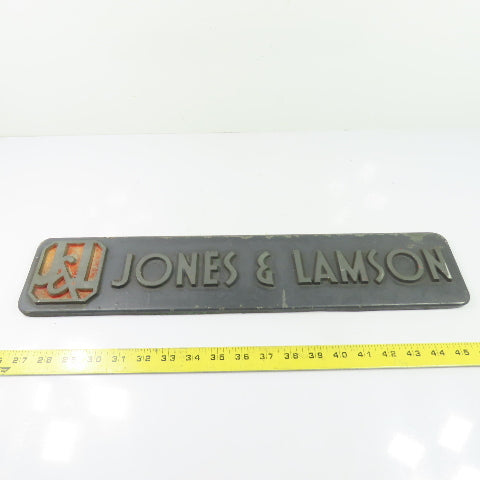 Jones & Lamson N/A Cast Nameplate Emblem Badge Sign 20" x 4-1/8"
