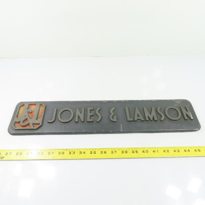 Jones & Lamson N/A Cast Nameplate Emblem Badge Sign 20" x 4-1/8"