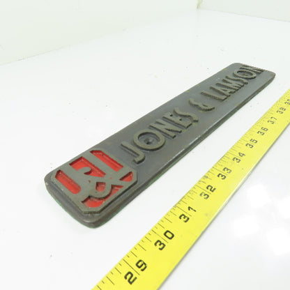 Jones & Lamson N/A Cast Nameplate Emblem Badge Sign 13" x 2-7/8"