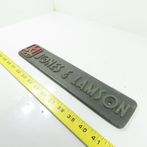 Jones & Lamson N/A Cast Nameplate Emblem Badge Sign 13" x 2-7/8"