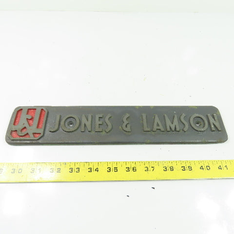 Jones & Lamson N/A Cast Nameplate Emblem Badge Sign 13" x 2-7/8"