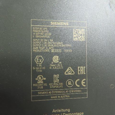 Siemens 6EP1931-2EC42 Sitop DC UPS Power Supply 24VDC Input Output