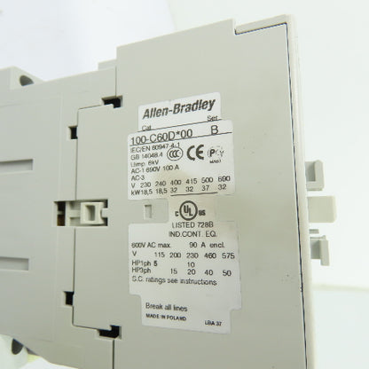 Allen-Bradley 100-C60D*00 60A 3-Pole IEC Contactor 24VDC Coil 600V Ser B