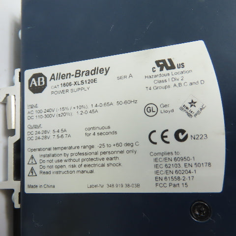 Allen-Bradley 1606-XLS120E Ser A 24V DC Power Supply 100-240V Input