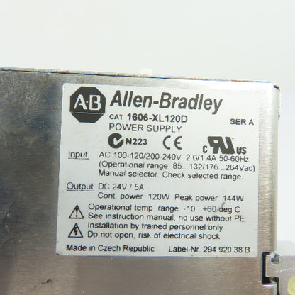 Allen-Bradley 1606-XL120D 24V DC 5A Power Supply 1PH 100-120/200-240VAC Input