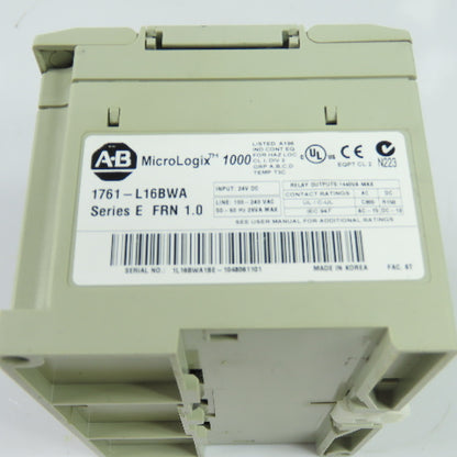 Allen-Bradley 1761-L16BWA Ser E FRN 1.0 MicroLogix 1000 Controller 24V DC