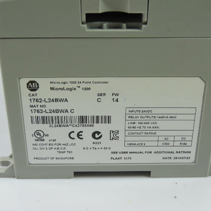 Allen-Bradley 1762-L24BWA Ser C FRN 14 MicroLogix 1200 Programmable Controller