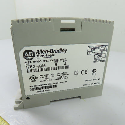 Allen-Bradley 1762-IQ16 Ser A Rev B Micrologix 16 PT 24VDC Sink/Source Input