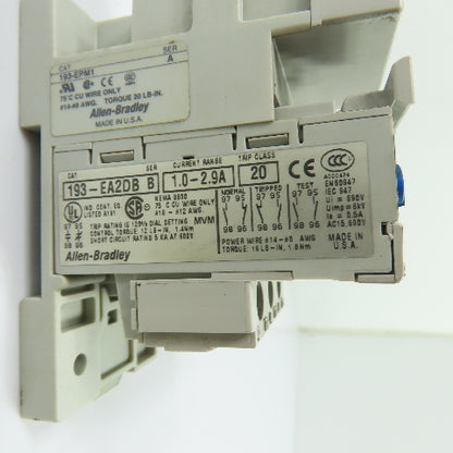Allen-Bradley 193-EA2DB Solid State Overload Relay 1.0-2.9A Trip Class 20