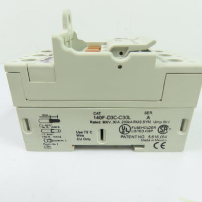 Allen-Bradley 140F-D3C-C30L 30A 3-Pole Ser A Fuse Holder 600VAC