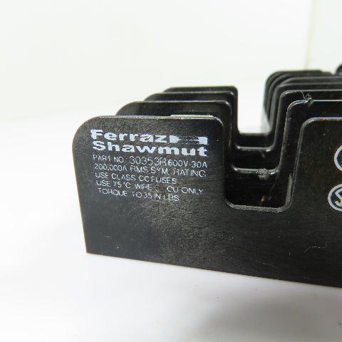 Ferraz Shawmut 30353 30A 3-Pole Class CC Fuse Block 600V