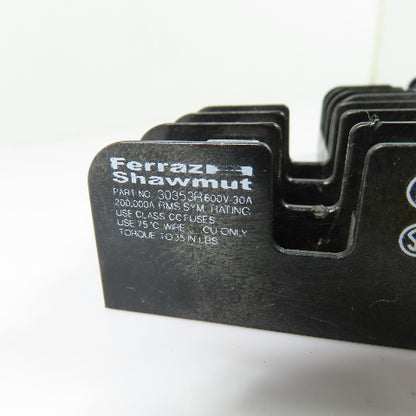 Ferraz Shawmut 30353 30A 3-Pole Class CC Fuse Block 600V