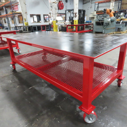 NEW 96"x 48"x 34"H - 1/2" Top Steel Top Rolling Work Bench Welding Table W/Shelf