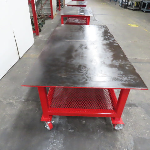 NEW 96"x 48"x 34"H - 1/2" Top Steel Top Rolling Work Bench Welding Table W/Shelf